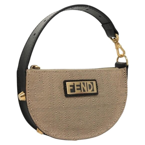 FENDI Zucca Canvas Accessory Pouch Beige Gold Auth - Picture 1 of 16